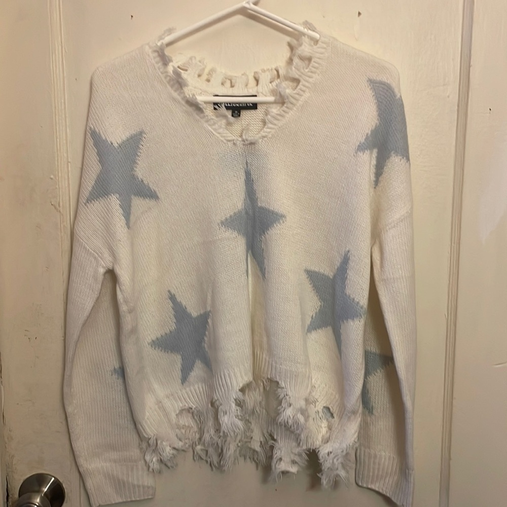Frayed Edges Oversized Pullover Sweater Top